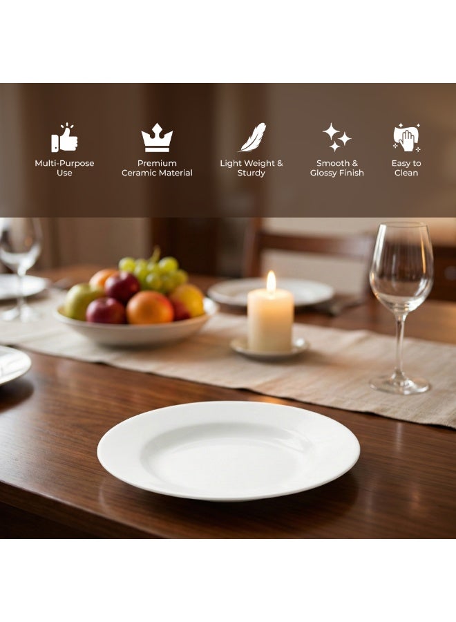 Luminarc  White Ceramic Soup Plate 22cm Elegant Round Serving Plates for Home Hotel & Restaurant Microwave & Dishwasher Safe Tableware - Image 4